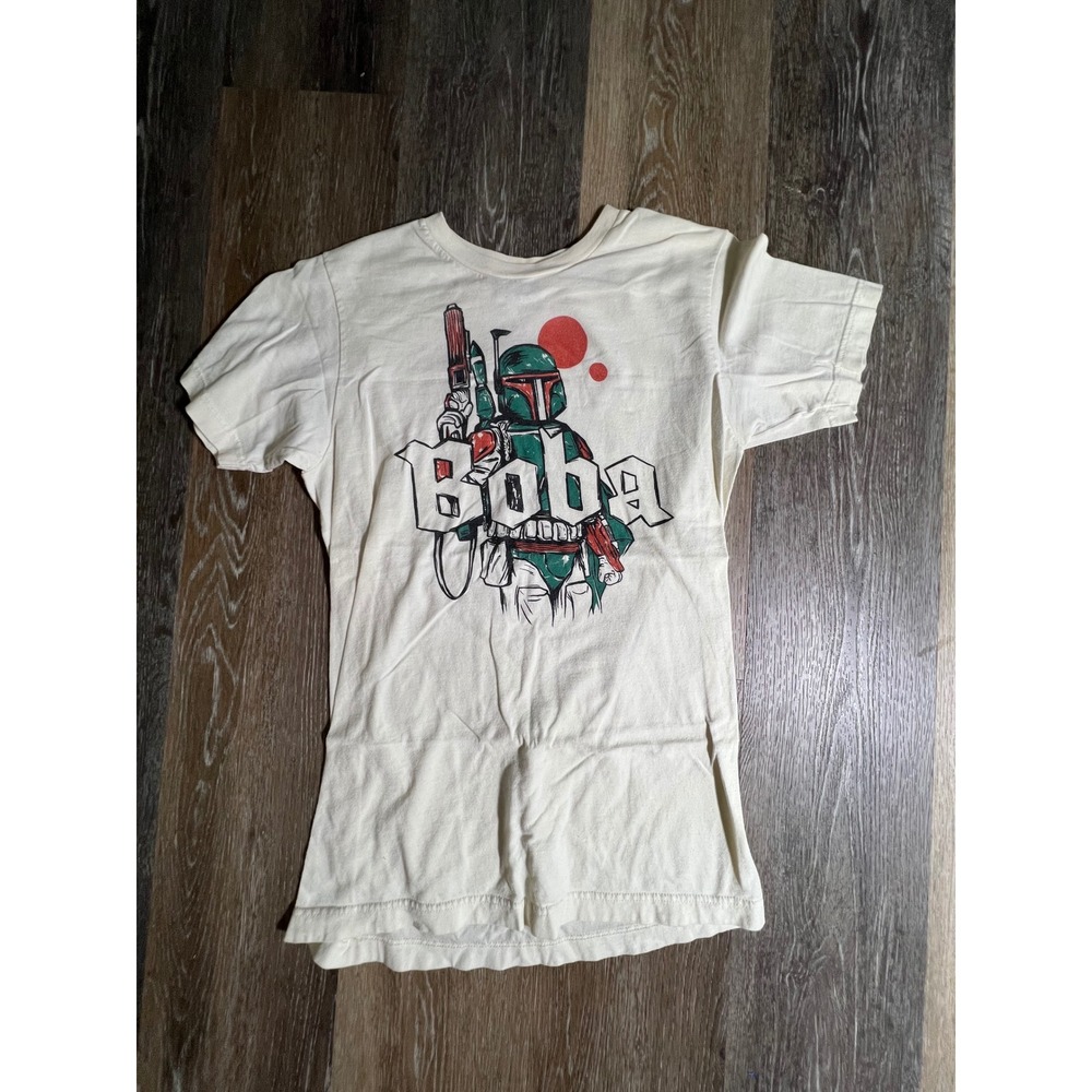Fifth Sun Star Wars Boba Fett T-Shirt Mens Small Cream Graphic Shortβ Sleeve Tee